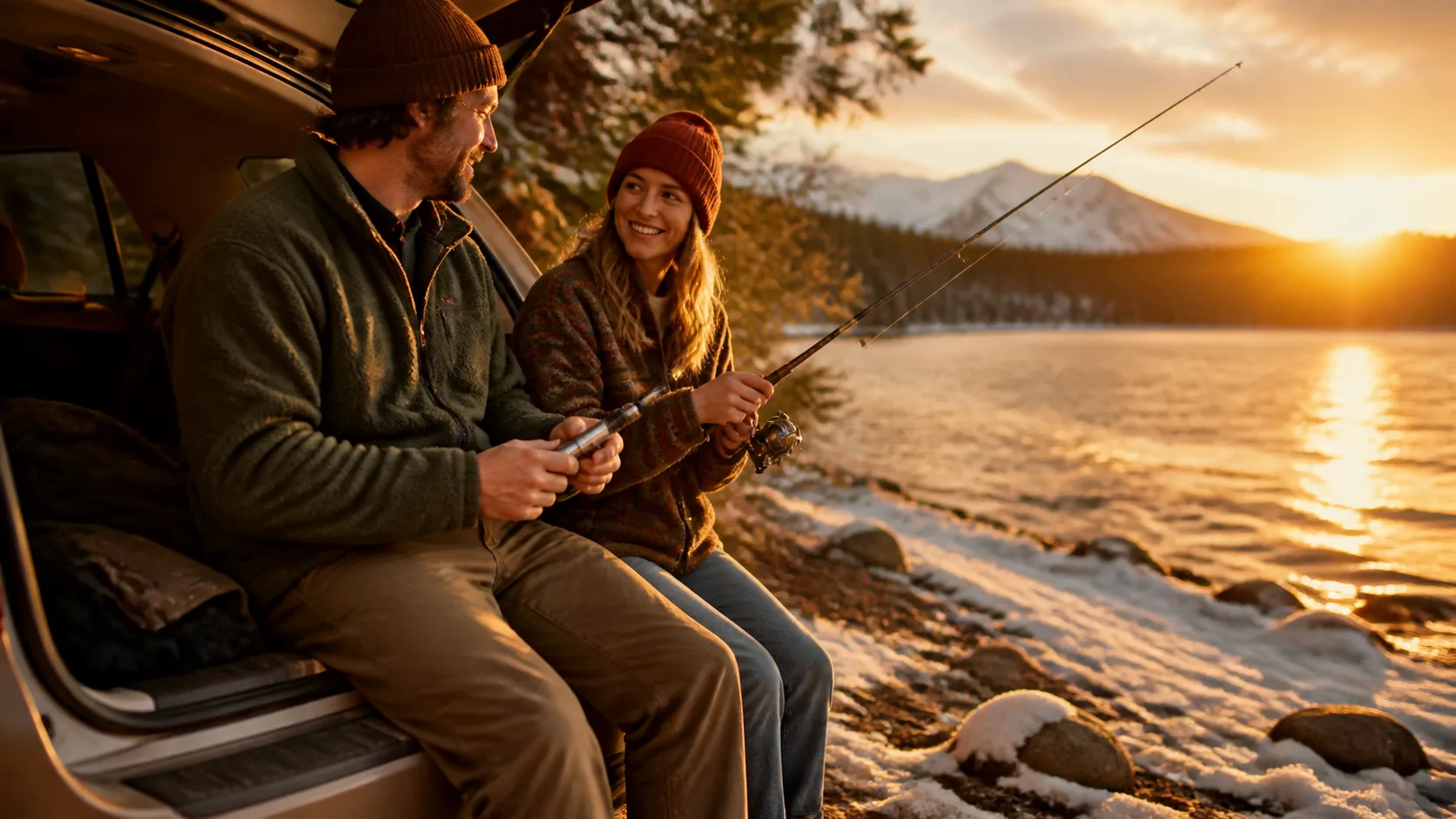 Representative telescoping pocket fishing rod shown collapsed beside its extended form