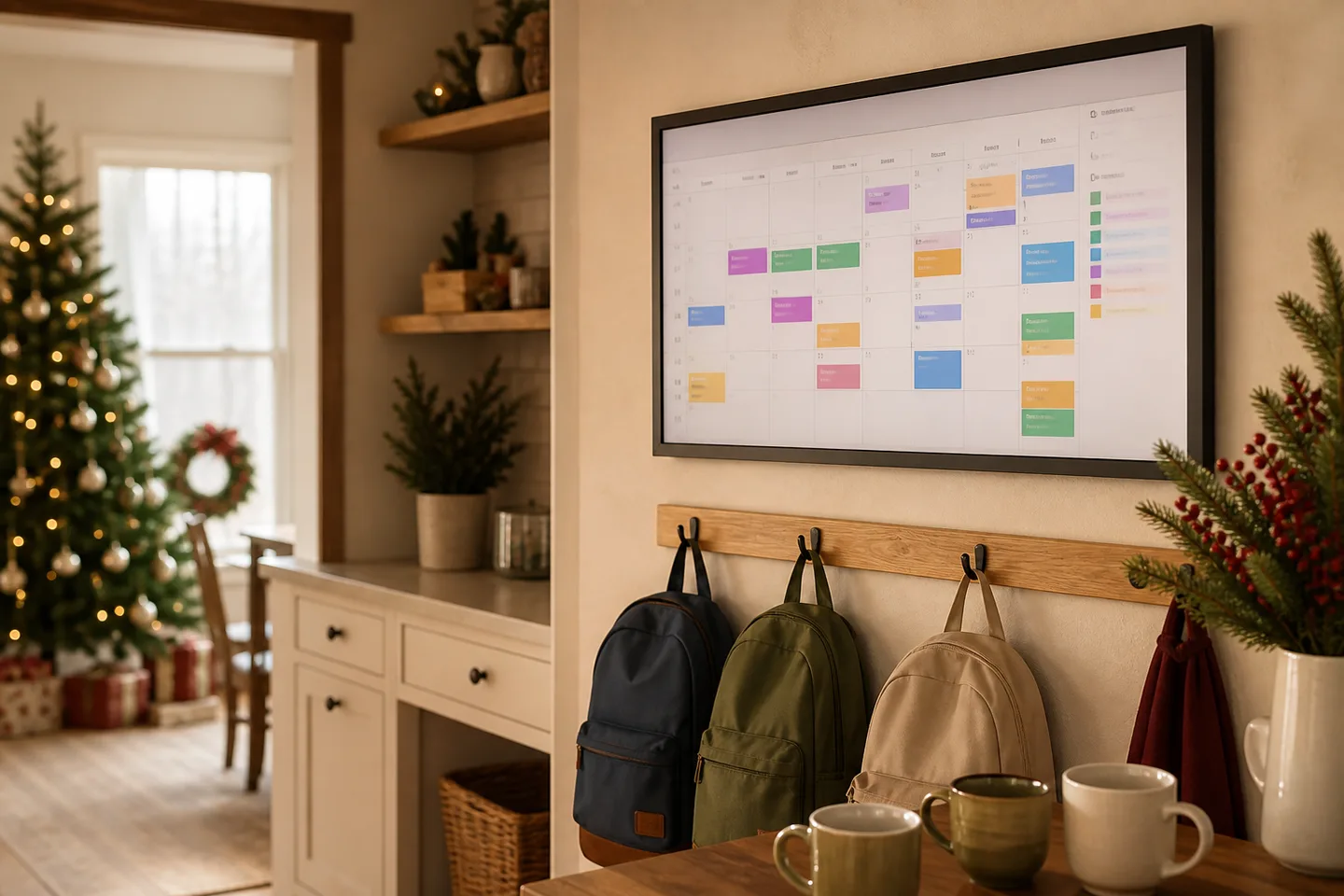 Image spot: the family dashboard above the breakfast counter
