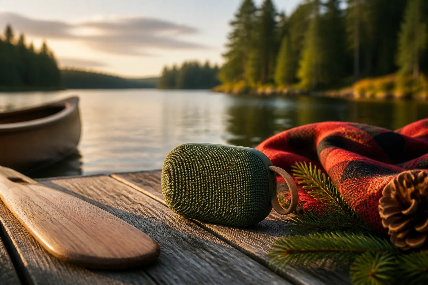 Image spot: the speaker on a dock at the lake
