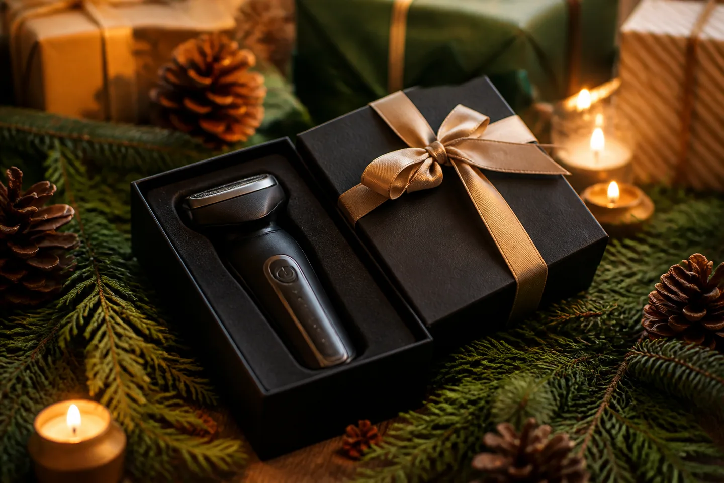 Image spot: the shaver boxed with holiday trimmings