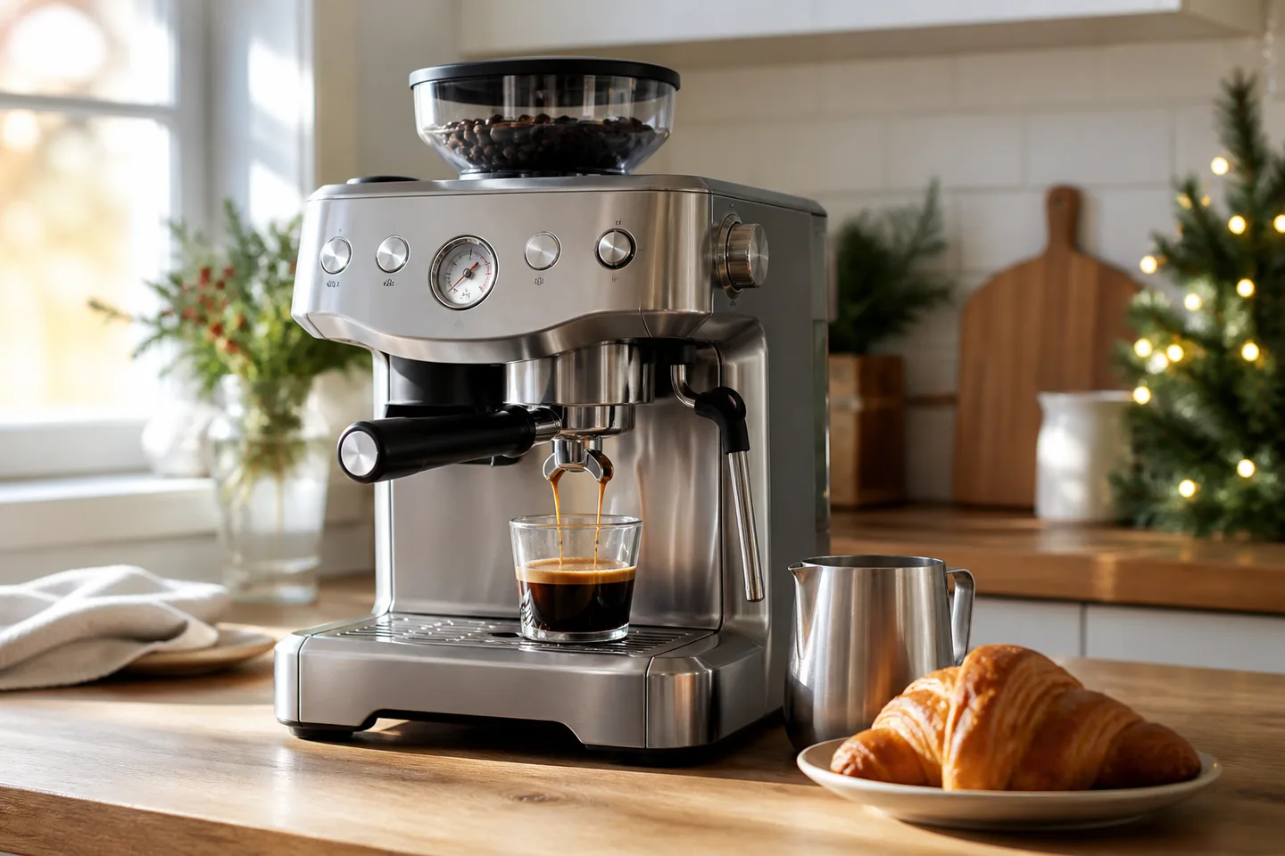 Image spot: pulling a fresh shot of espresso
