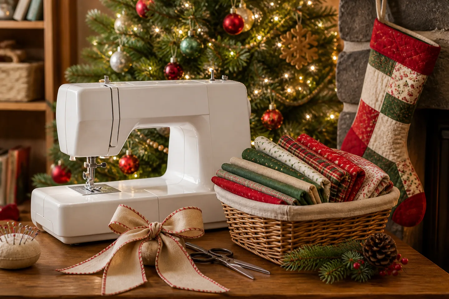 Image spot: the sewing machine ready under the tree