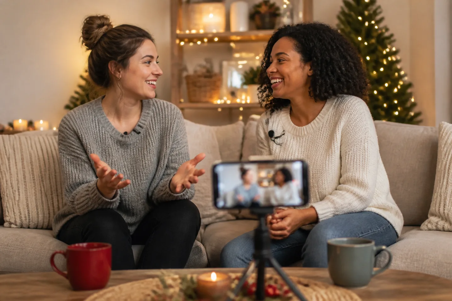 Image spot: a two-person interview mid-recording
