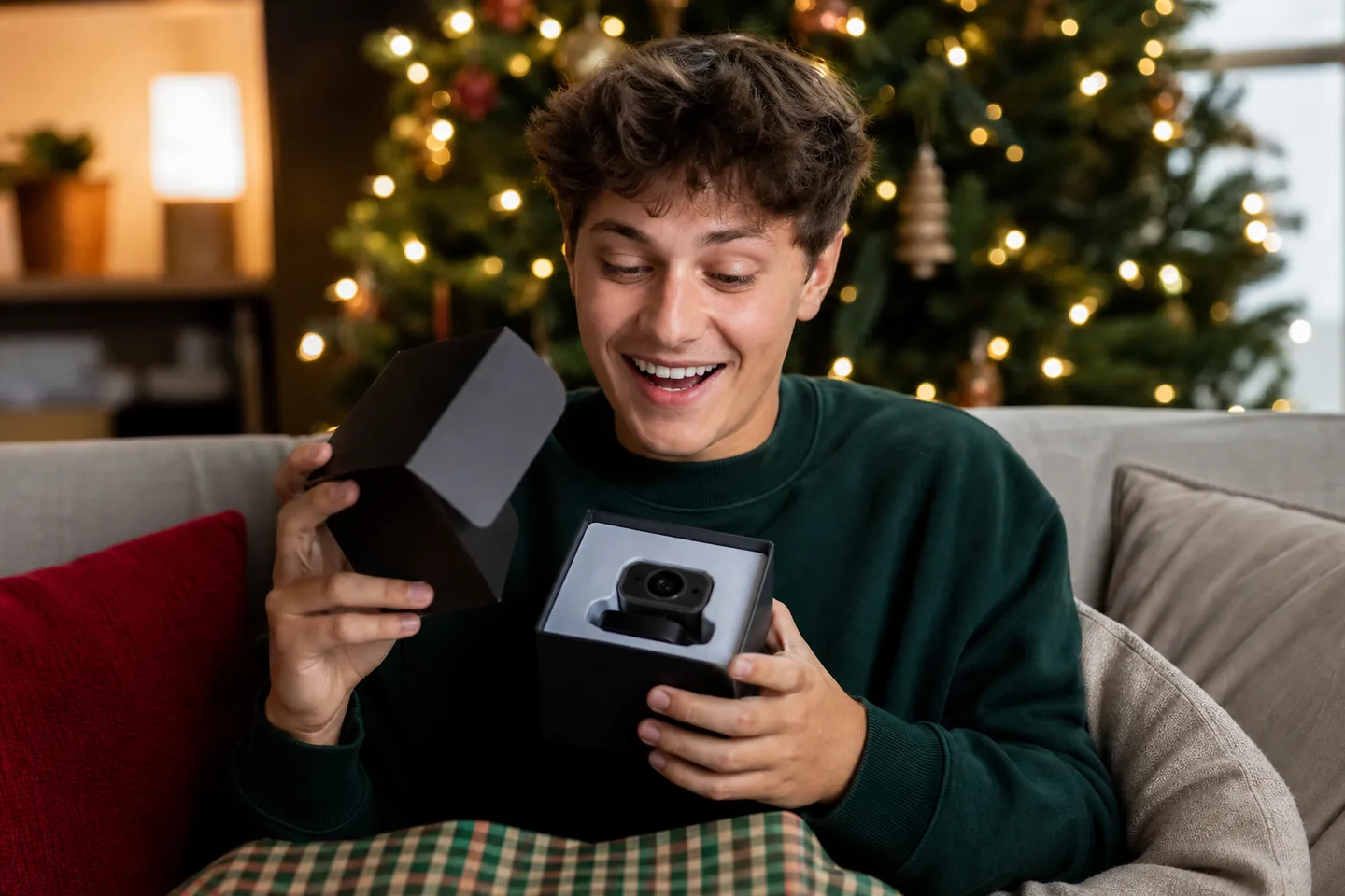 Image spot: unboxing the camera by the tree