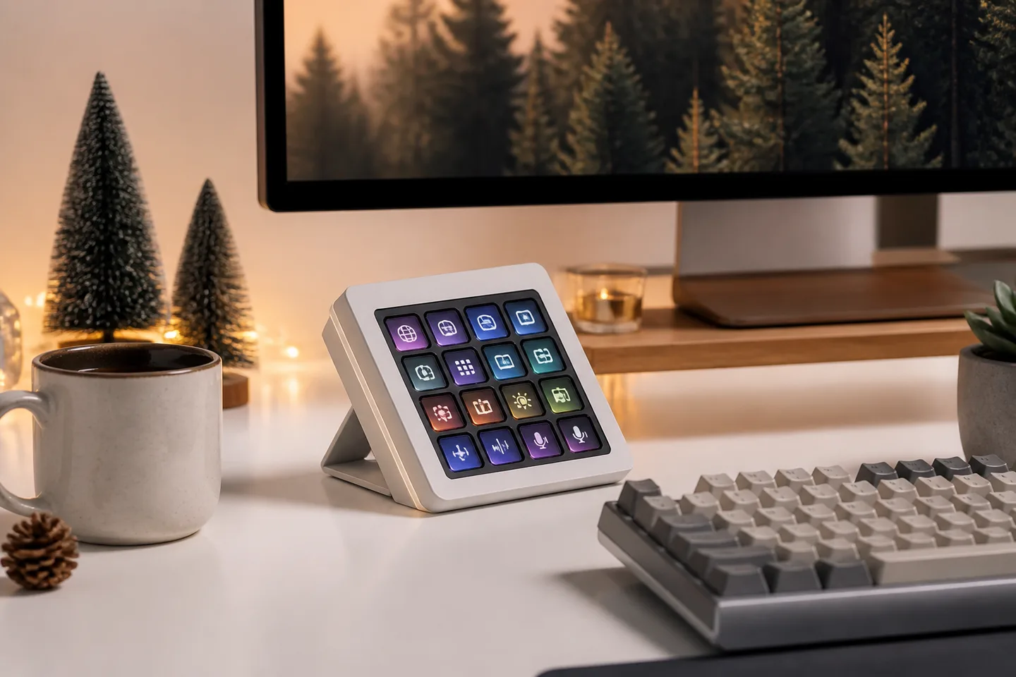 Image spot: the keypad glowing beside a keyboard