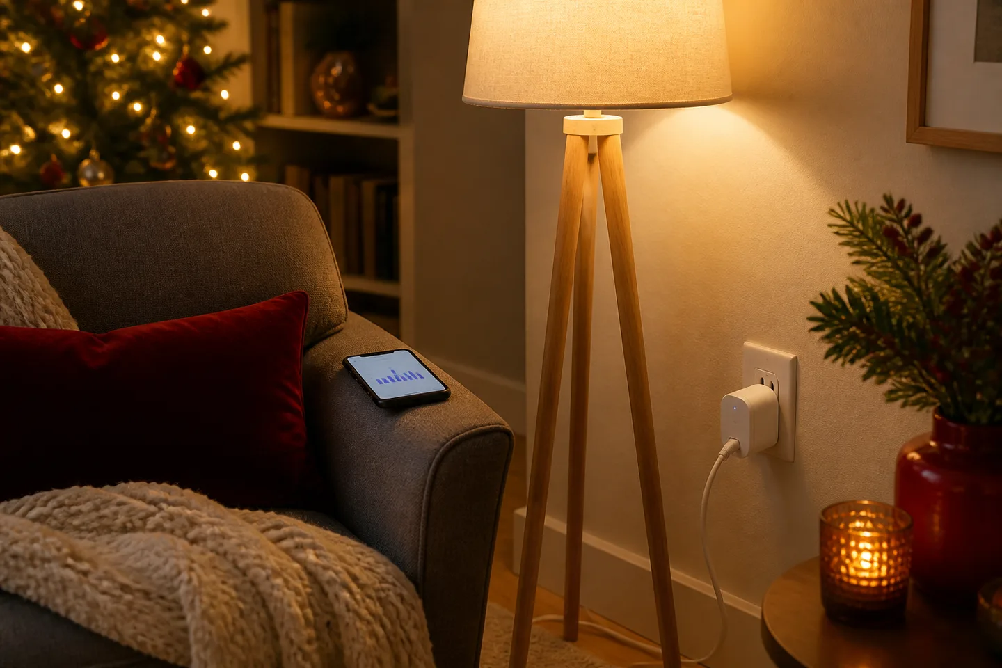 Image spot: the plug running a warm reading lamp