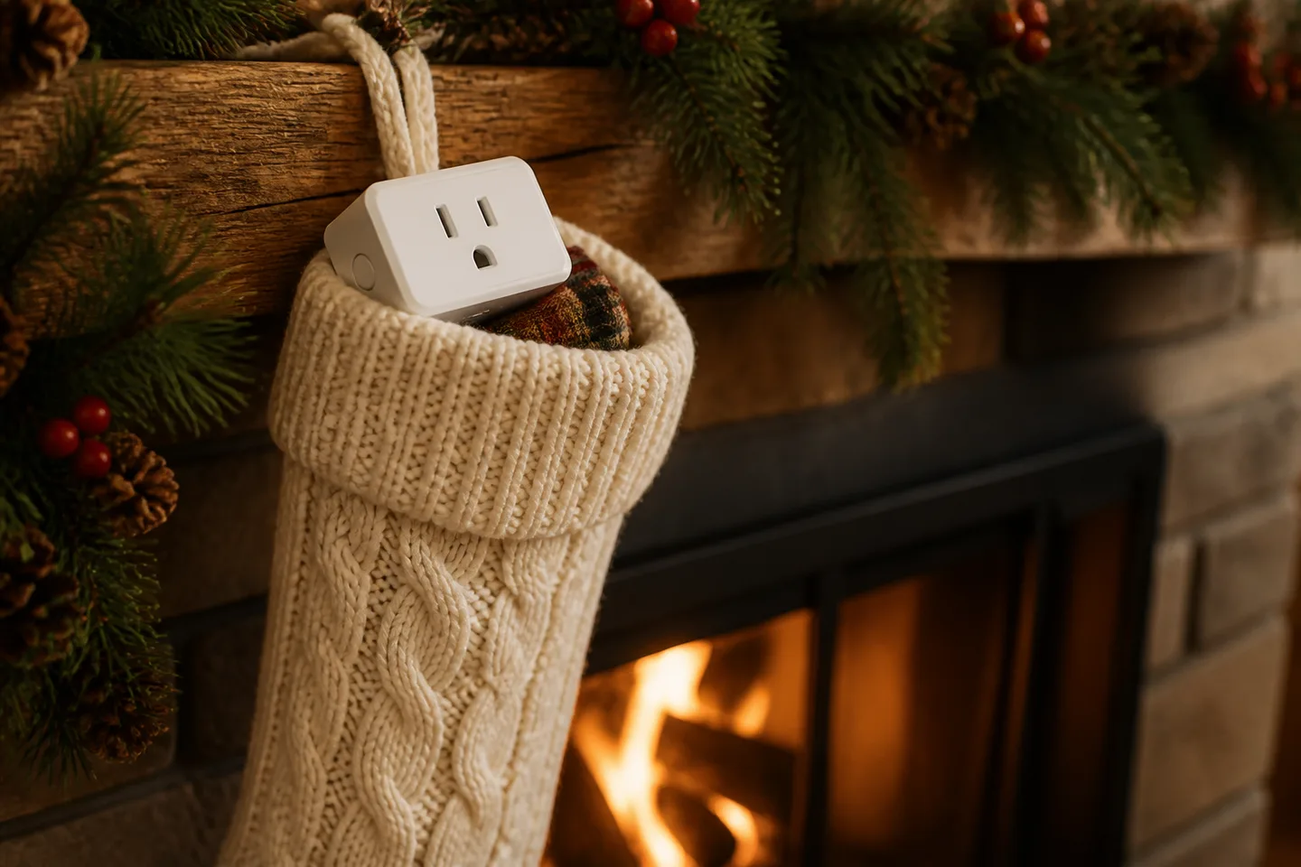 Image spot: the plug peeking from a stocking