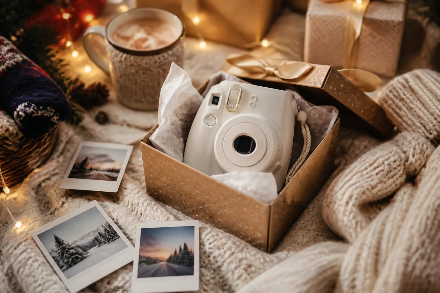 Image spot: an instant camera wrapped beside mini prints