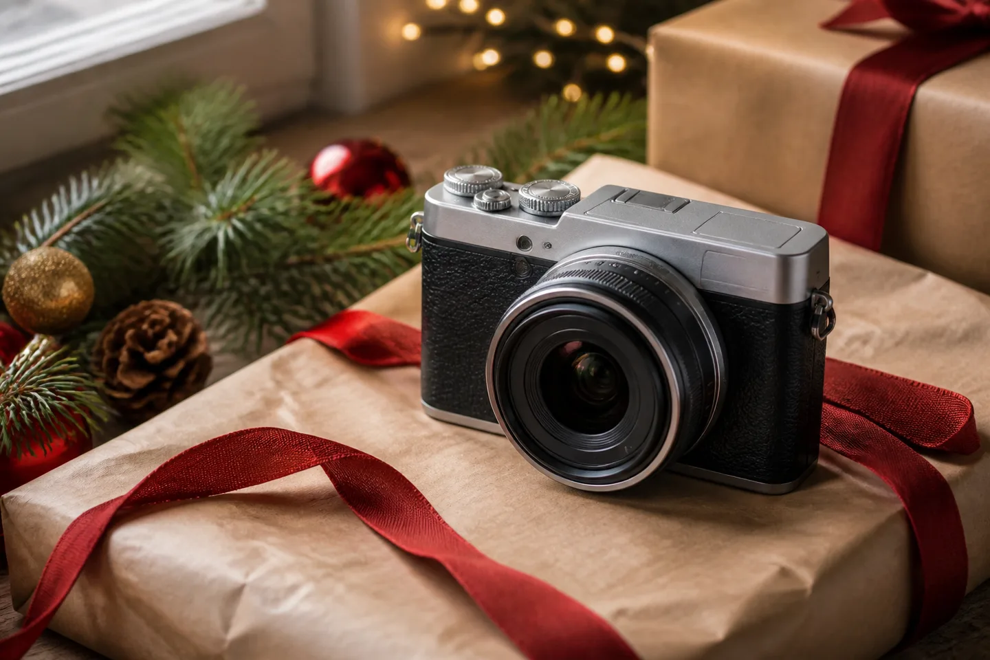 Image spot: the camera kit wrapped with a ribbon