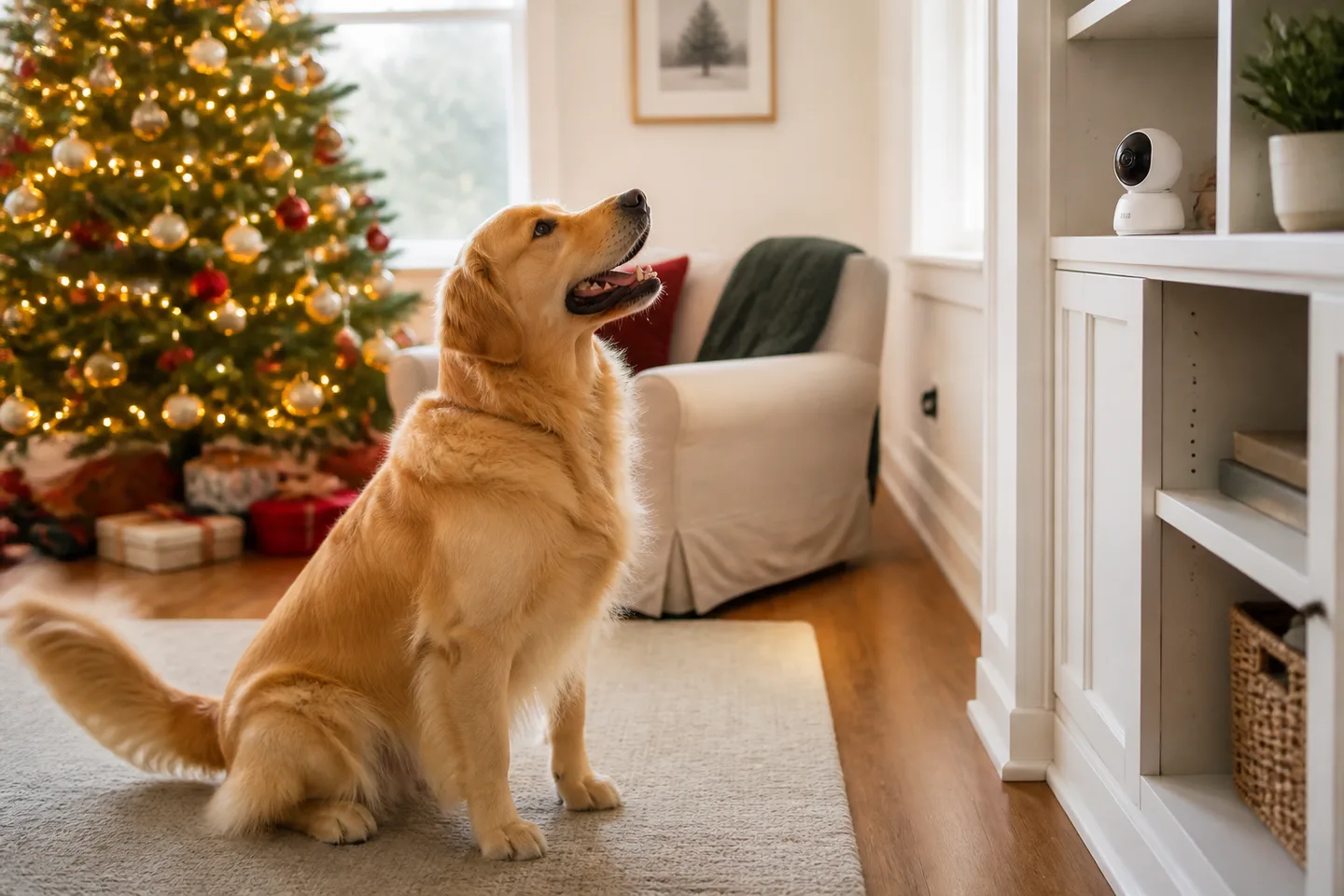 Image spot: a dog waiting eagerly by the pet camera