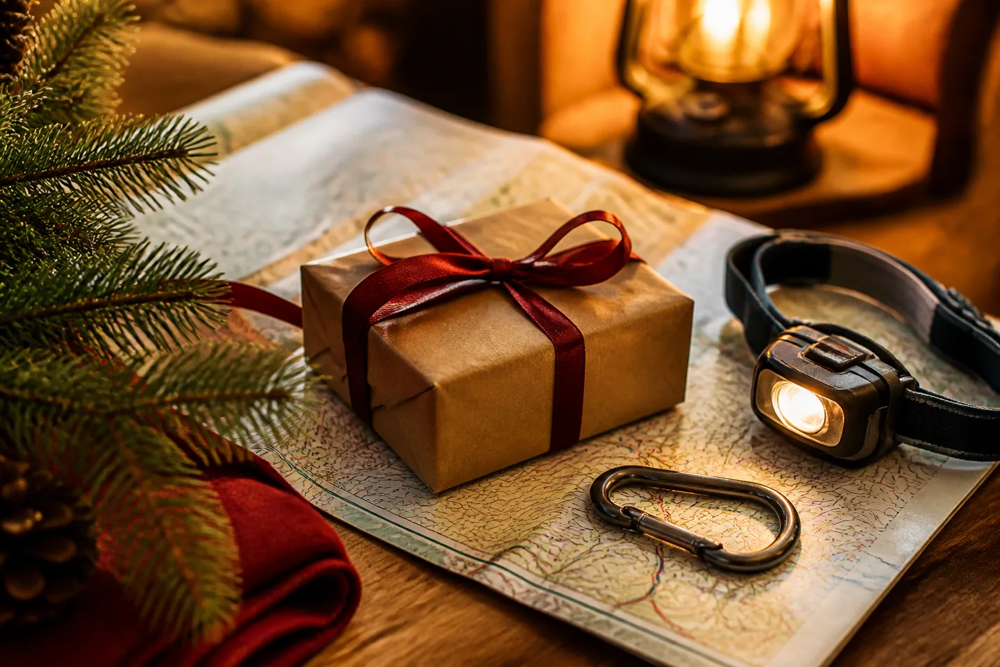 Image spot: a wrapped gift on a trail map