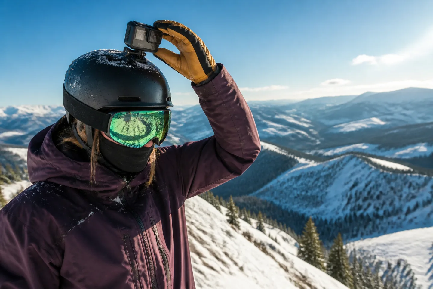 Image spot: helmet-mounted camera on a powder day