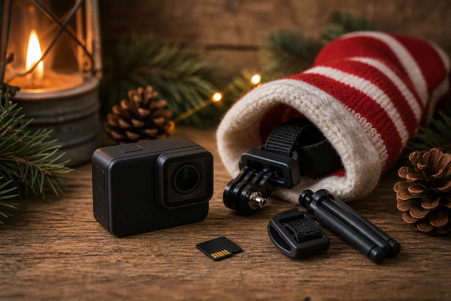 Image spot: action camera with stocking stuffers
