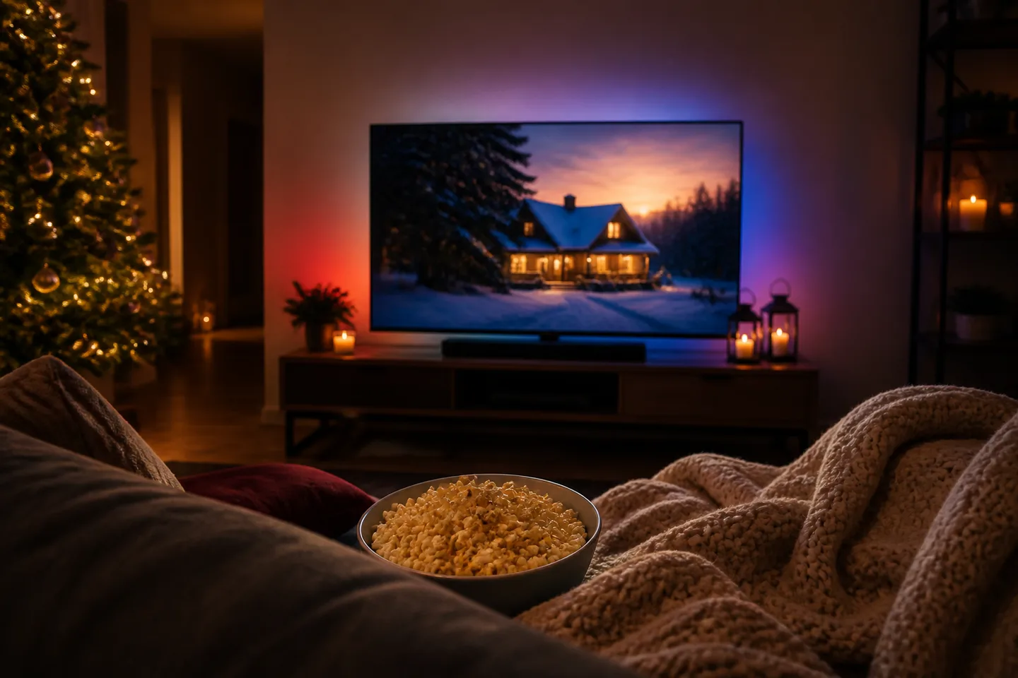 Image spot: a glowing halo behind a living-room TV