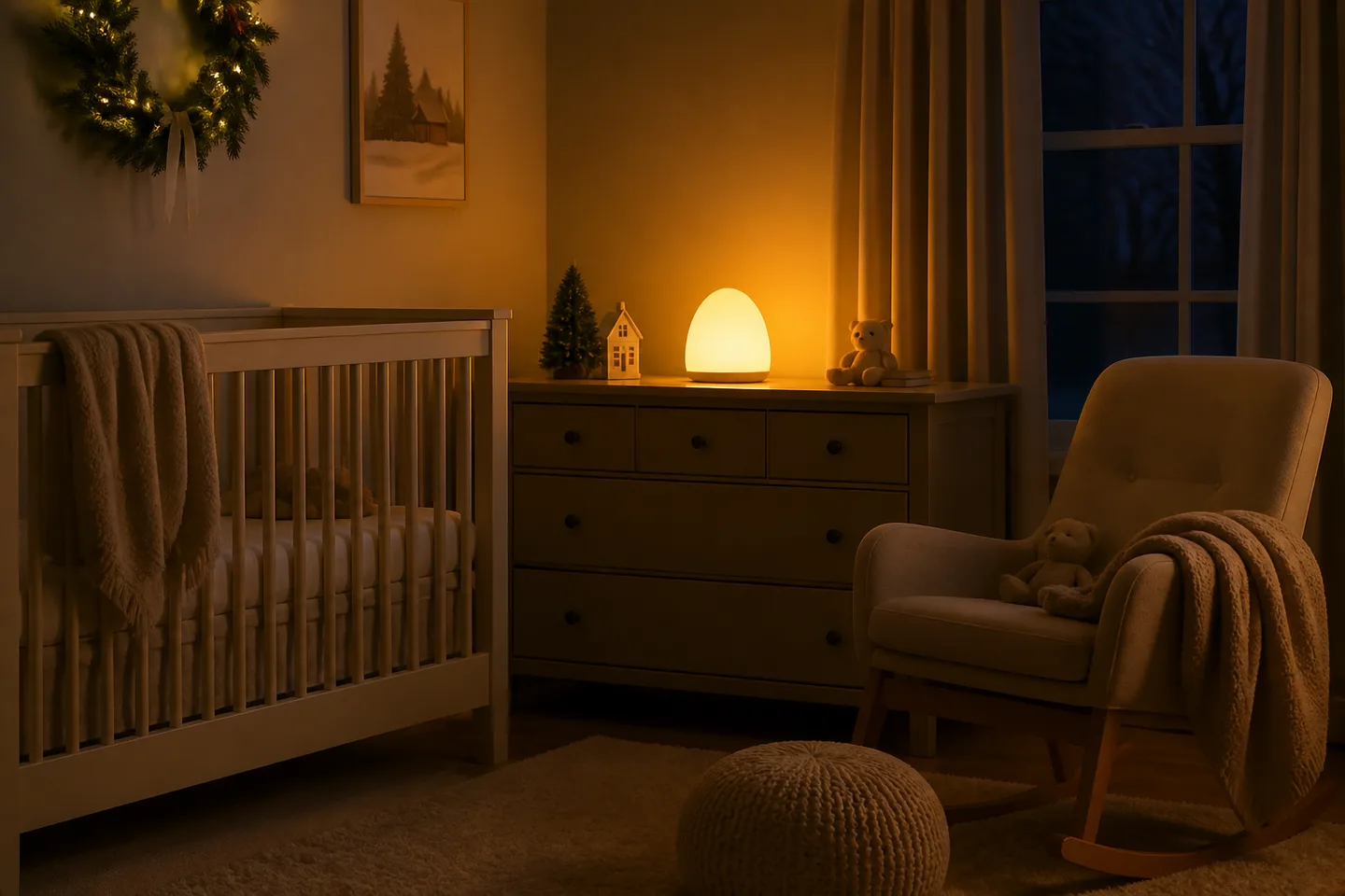 Image spot: a softly glowing nursery at bedtime