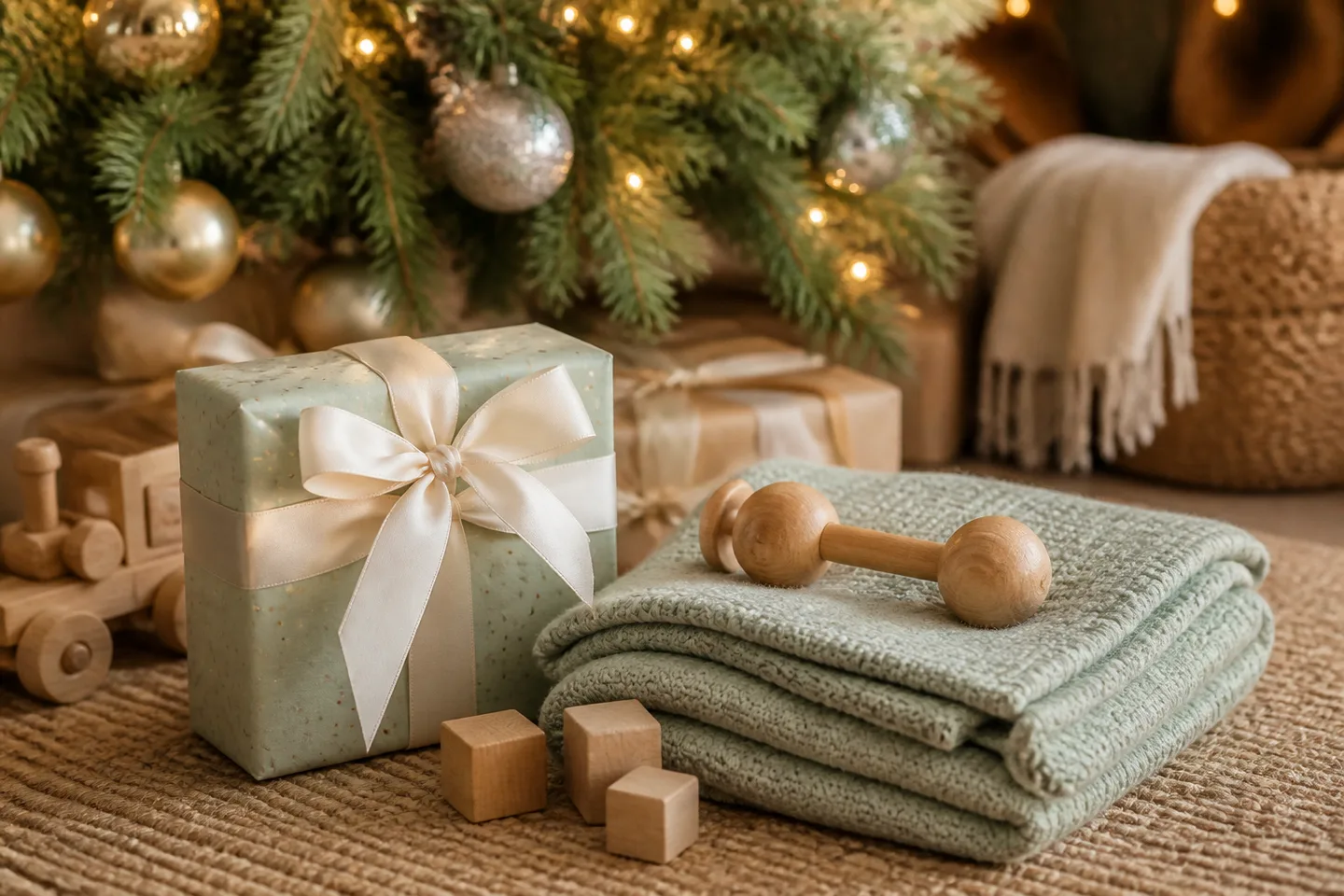 Image spot: wrapped for baby's first Christmas