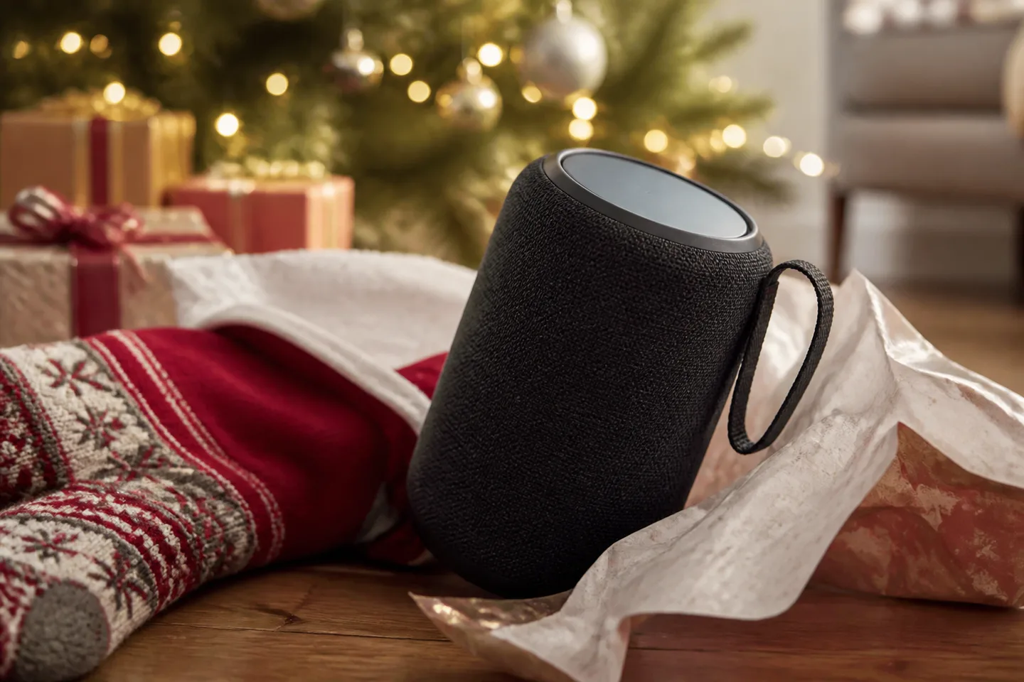 Image spot: the speaker under the tree, strap and all
