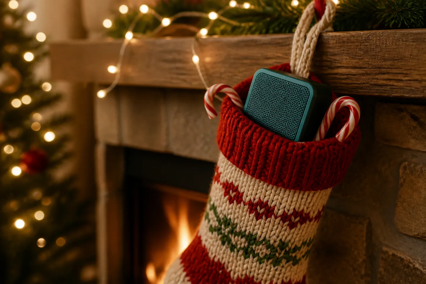 Image spot: peeking out of a Christmas stocking