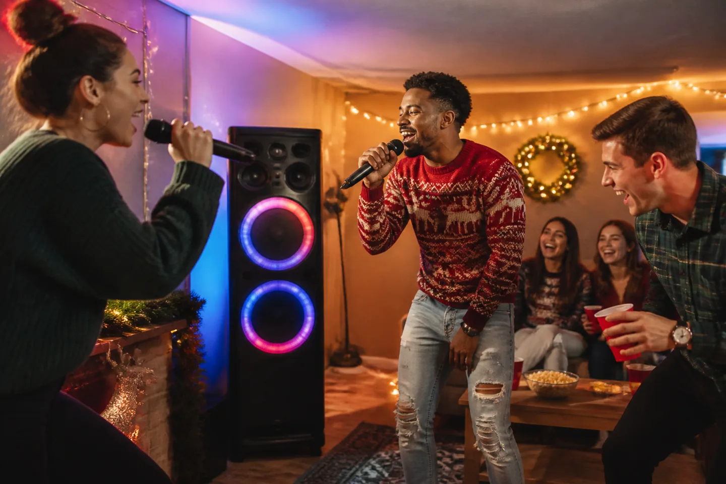 Image spot: basement karaoke in full swing