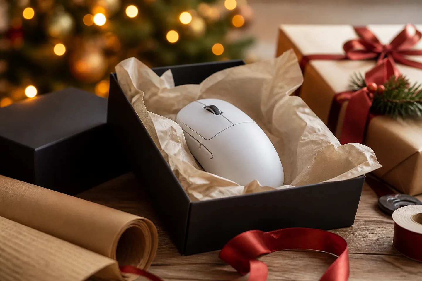 Image spot: the mouse wrapped and waiting under the tree
