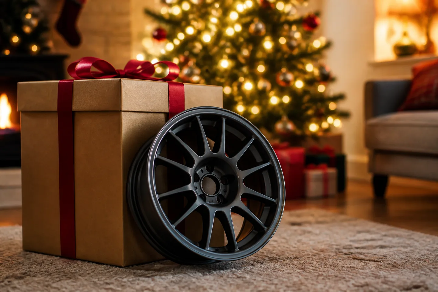 Image spot: a big boxed wheel beside the tree