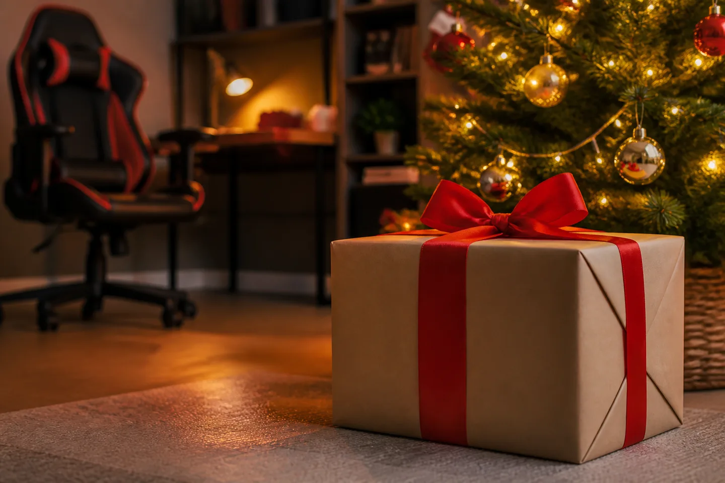 Image spot: a huge wrapped box beside the tree