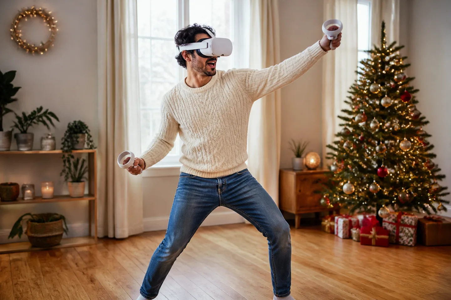 Image spot: a headset session in a cleared living room