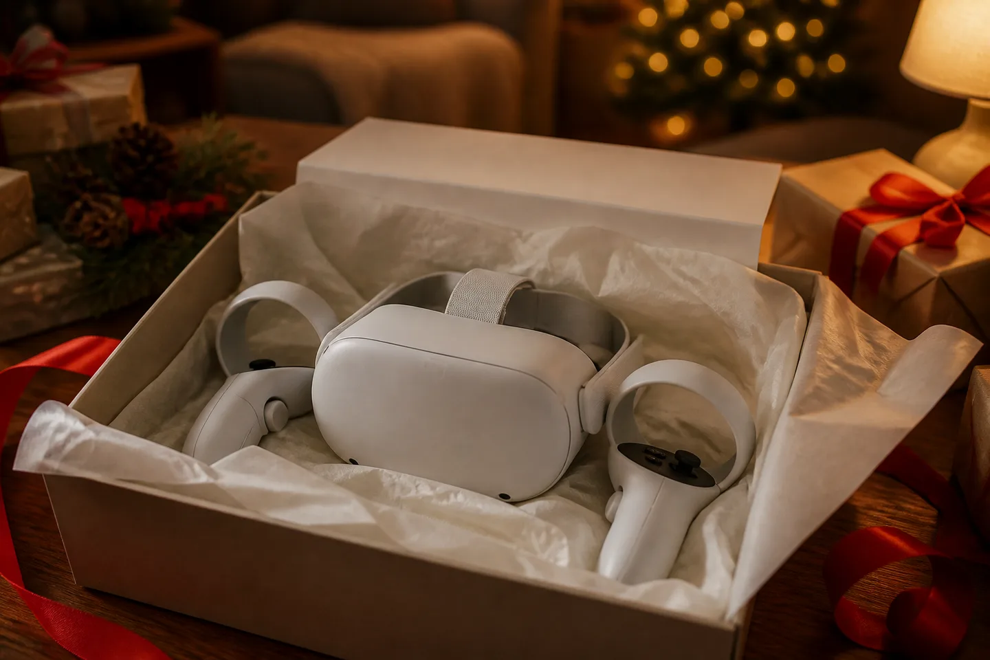 Image spot: the headset boxed with a bow