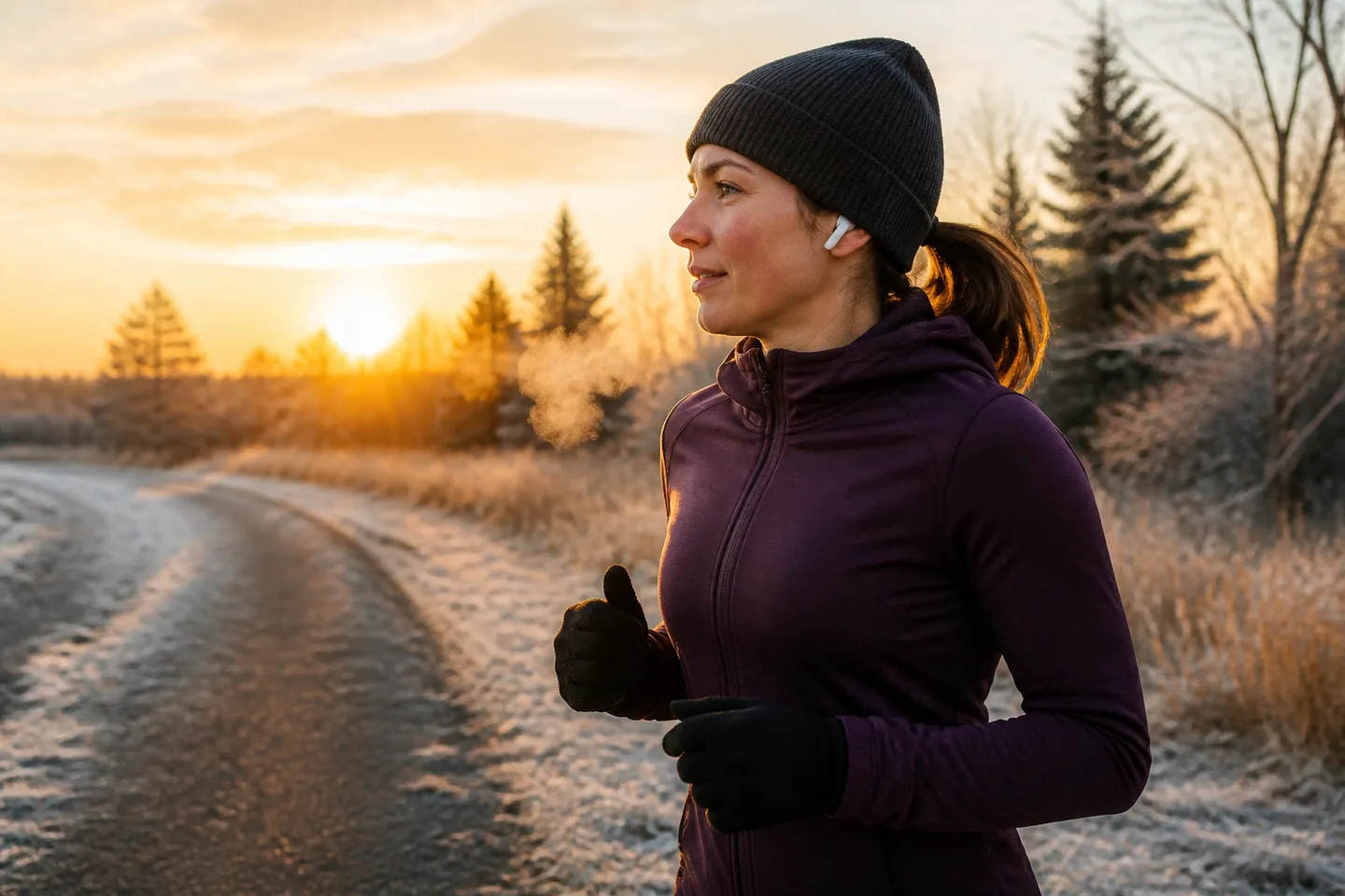 Image spot: a frosty morning run with open-ear headphones
