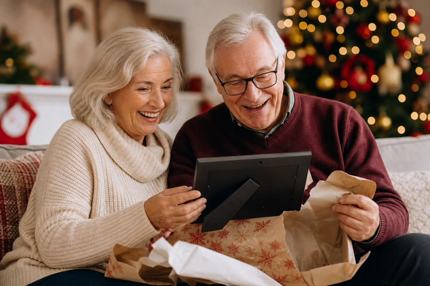 Image spot: unwrapping the frame on Christmas morning