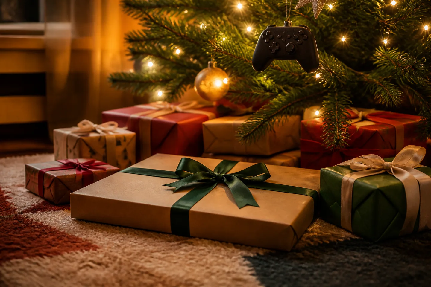 Image spot: the handheld-sized gift under the tree