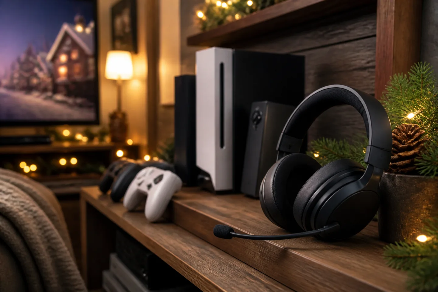 Image spot: one headset among many consoles