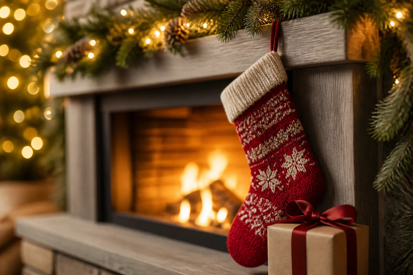 Image spot: a stocking-size box by the fire