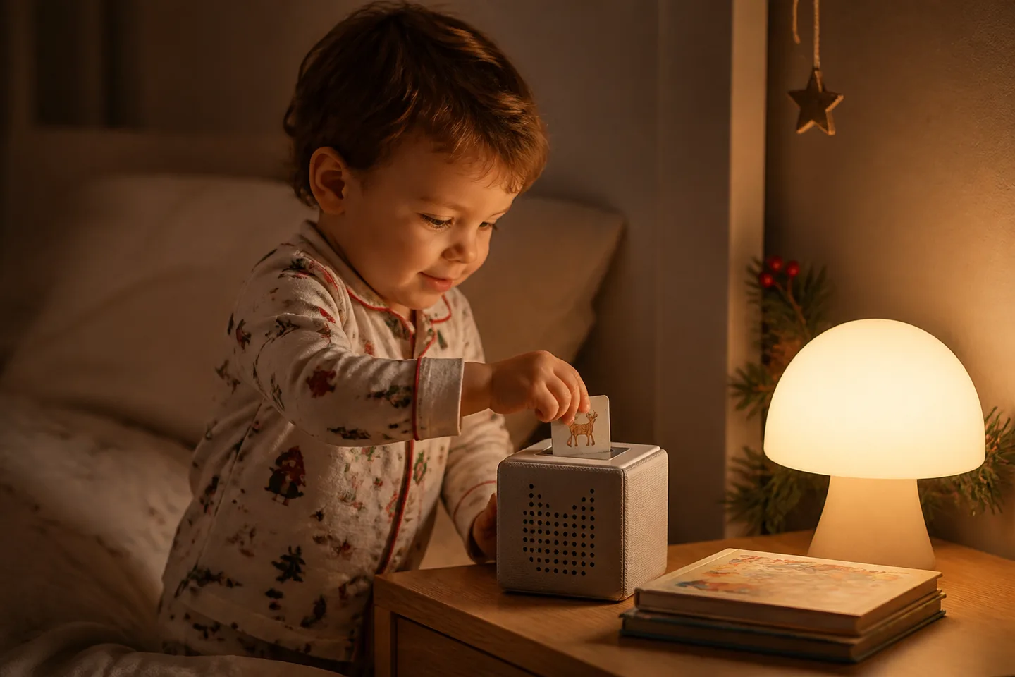Image spot: a child starting a story with a card