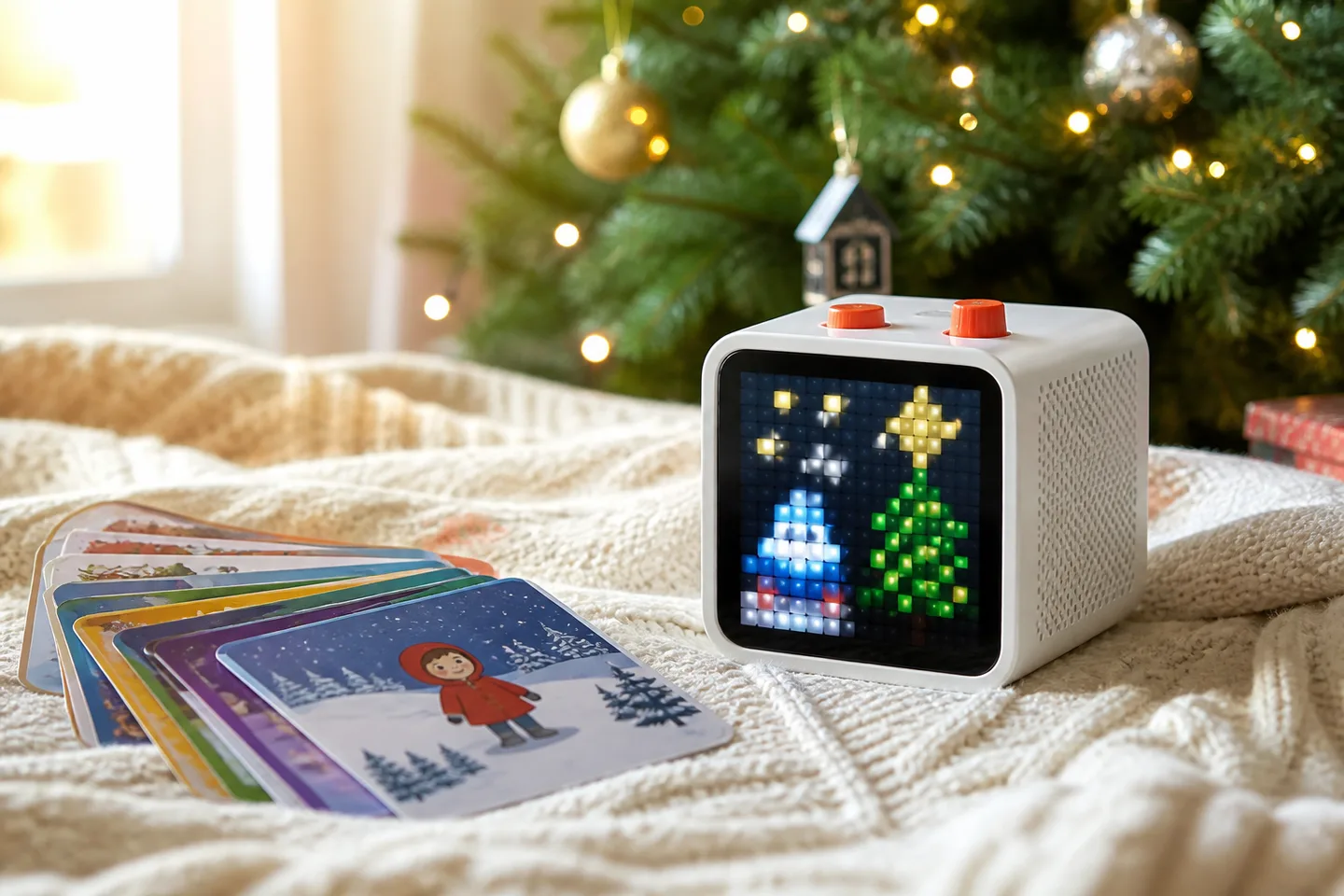 Image spot: the player and story cards under the tree