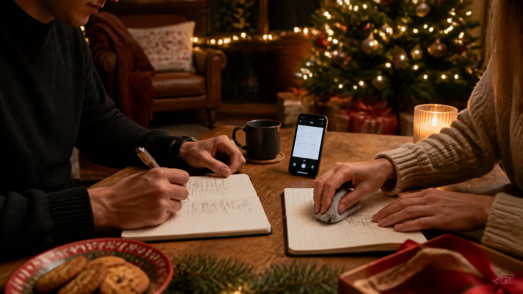 Representative reusable notebook being wiped clean with a cloth beside a phone